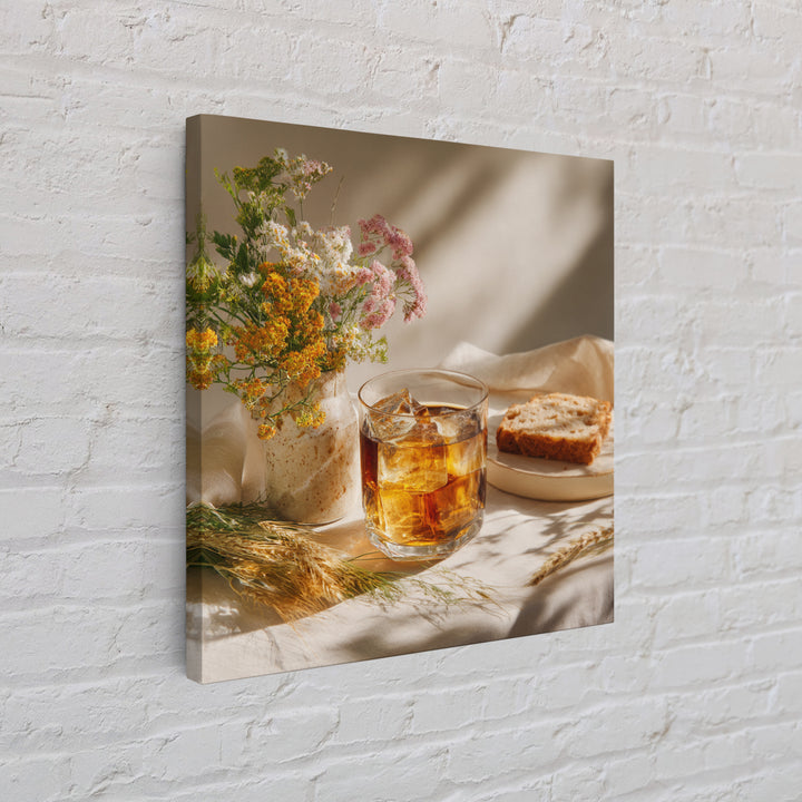 Iced Coffee Glass Canvas Print, Coffee Shop Art, Canvas Print, Cafe Decor, Fine Art, Cafe, Neutral Decor, Modern Decor, CSA-1x1-35