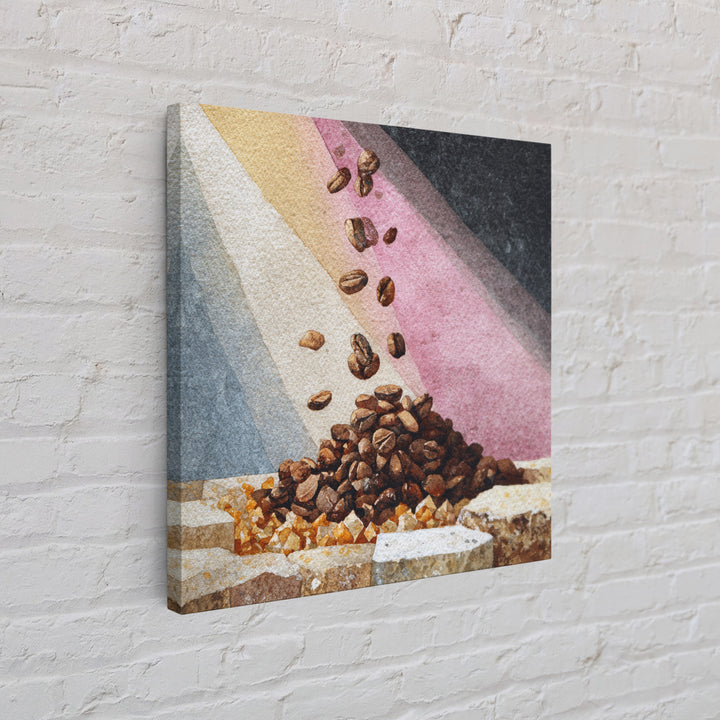 Roasted Beans Falling Through Dark Space Framed Canvas Print, Coffee Shop Art, Kitchen Wall Art, Cafe Decor, Fine Art, Cafe, CSA-1x1-44