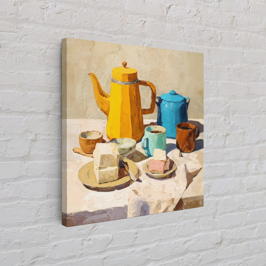 Mid Century Coffee Pot Framed Canvas Print, Coffee Shop Art, Coffee Art, Cafe Decor, Fine Art, Cafe, Textured Painting, CSA-1x1-46