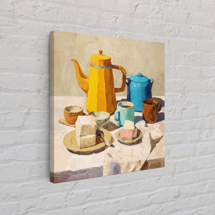 Mid Century Coffee Pot Framed Canvas Print, Coffee Shop Art, Coffee Art, Cafe Decor, Fine Art, Cafe, Textured Painting, CSA-1x1-46
