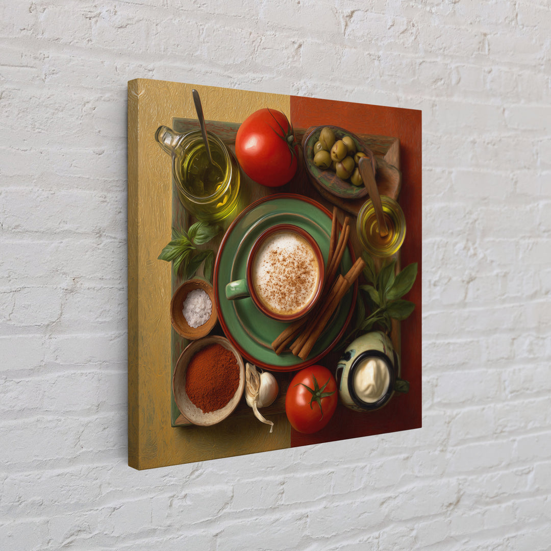 Cinnamon Sticks and Cappuccino Foam Still Life Framed Canvas Print, Coffee Shop Art, Coffee, Cafe Decor, Fine Art, Cafe, CSA-1x1-48
