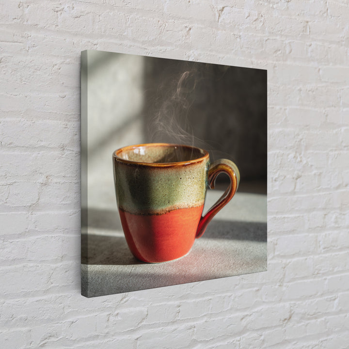 Espresso Cup with Rising Steam and Warm Canvas Print, Coffee Shop Art, Room Decor, Cafe Decor, Fine Art, Cafe, Canvas Wall Art, CSA-1x1-49