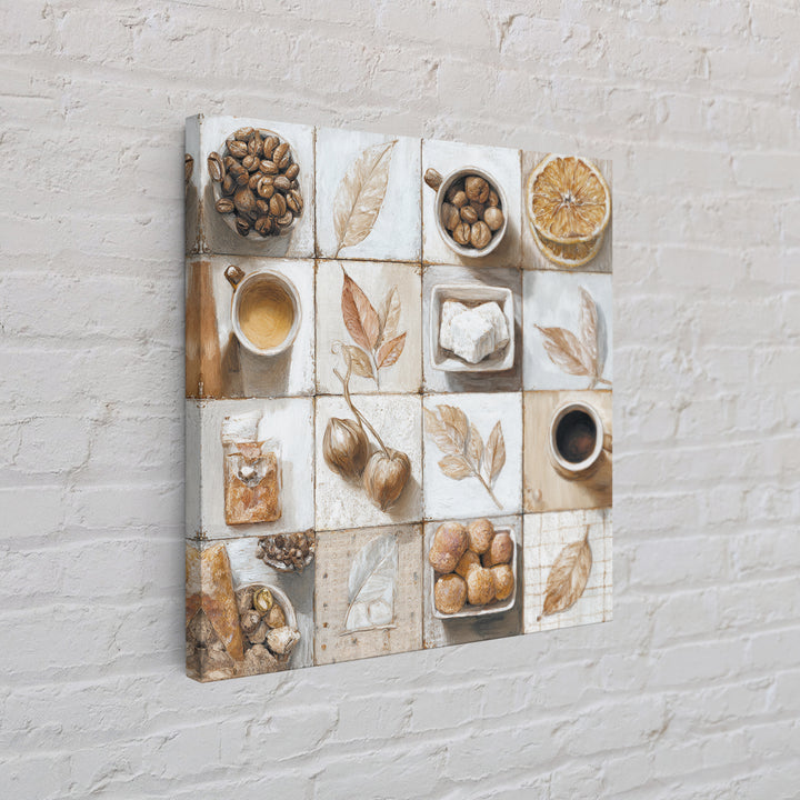 Coffee Bean Pattern Framed Canvas Print, Coffee Shop Art, Neutral Decor, Cafe Decor, Fine Art, Cafe, Home Decor, Wall Decor, CSA-1x1-63