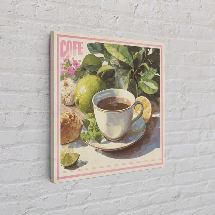 Retro Cafe Poster Coffee Cup Graphic Framed Canvas Print, Coffee Shop Art, Farmhouse Decor, Cafe Decor, Fine Art, Cafe, CSA-1x1-7