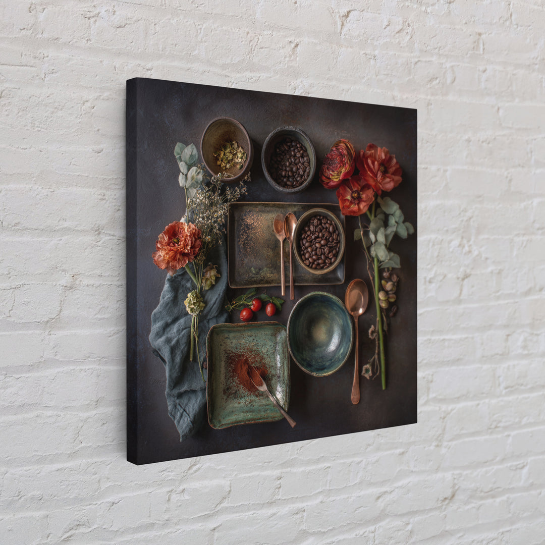 Moody Dark Roast Still Life Framed Canvas Print, Coffee Shop Art, Canvas Wall Art, Cafe Decor, Fine Art, Cafe, Bedroom Wall Art, CSA-1x1-8