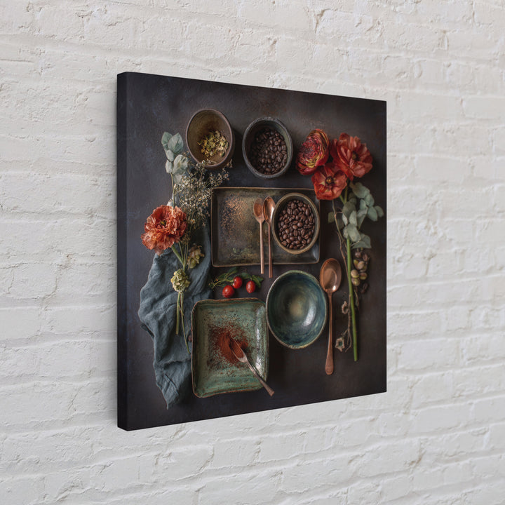 Moody Dark Roast Still Life Framed Canvas Print, Coffee Shop Art, Canvas Wall Art, Cafe Decor, Fine Art, Cafe, Bedroom Wall Art, CSA-1x1-8