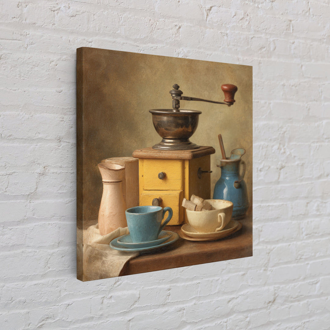 Coffee Grinder Antique Still Life Framed Canvas Print, Coffee Shop Art, Minimalist Wall Art, Cafe Decor, Abstract Art, Cafe, CSA-1x1-84