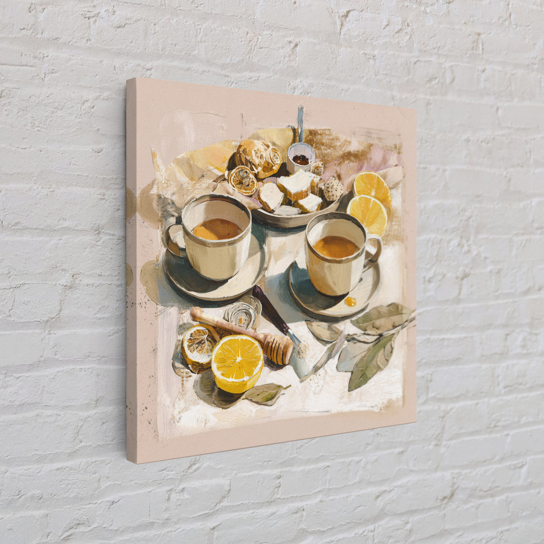 Two Cups Facing Each Other Canvas Print, Coffee Shop Art, Minimalist Decor, Cafe Decor, Fine Art, Cafe, Kitchen Wall Art, CSA-1x1-85
