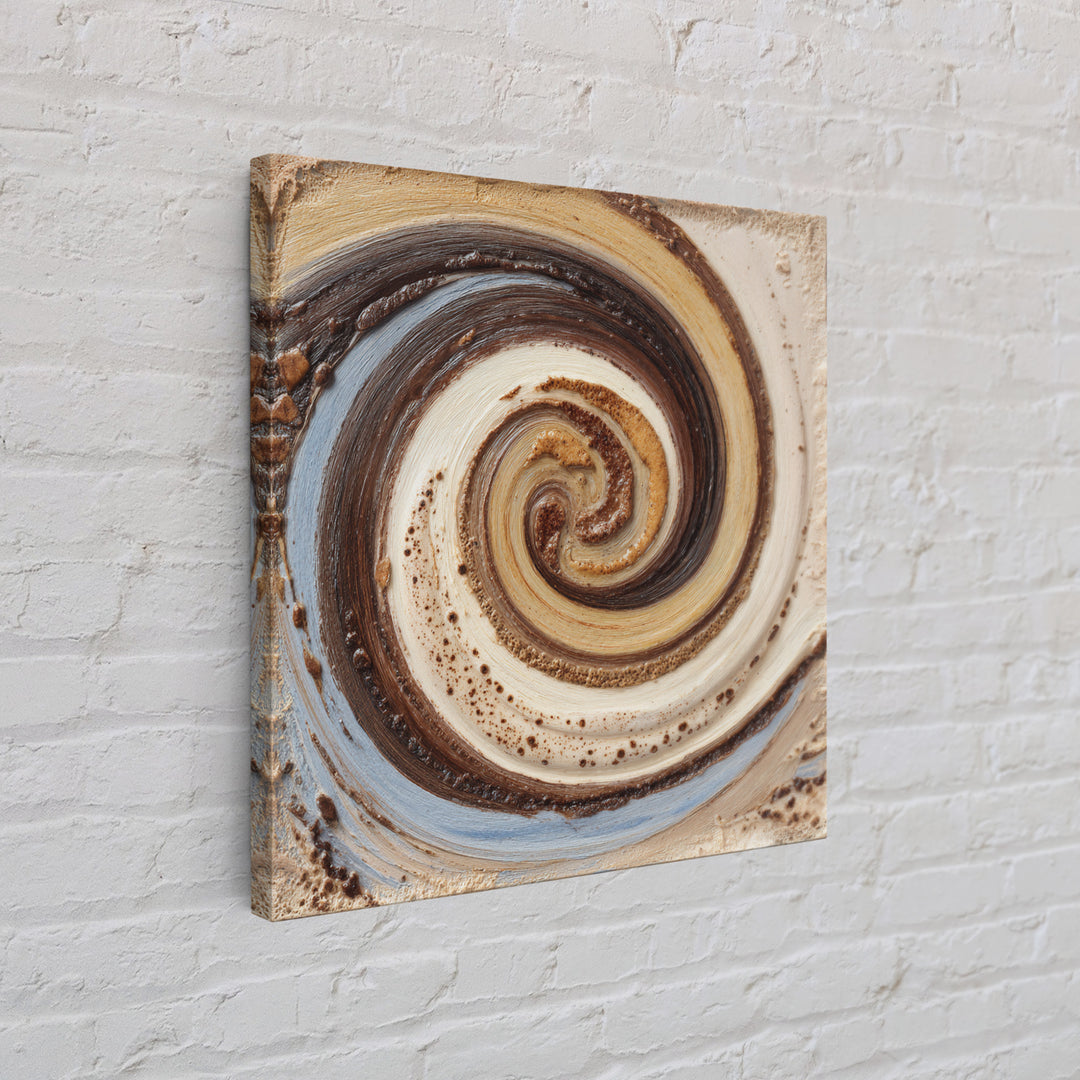 Abstract Brown and Cream Coffee Swirl Canvas Print, Coffee Shop Art, Statement Artwork, Cafe Decor, Abstract Art, Cafe, CSA-1x1-9