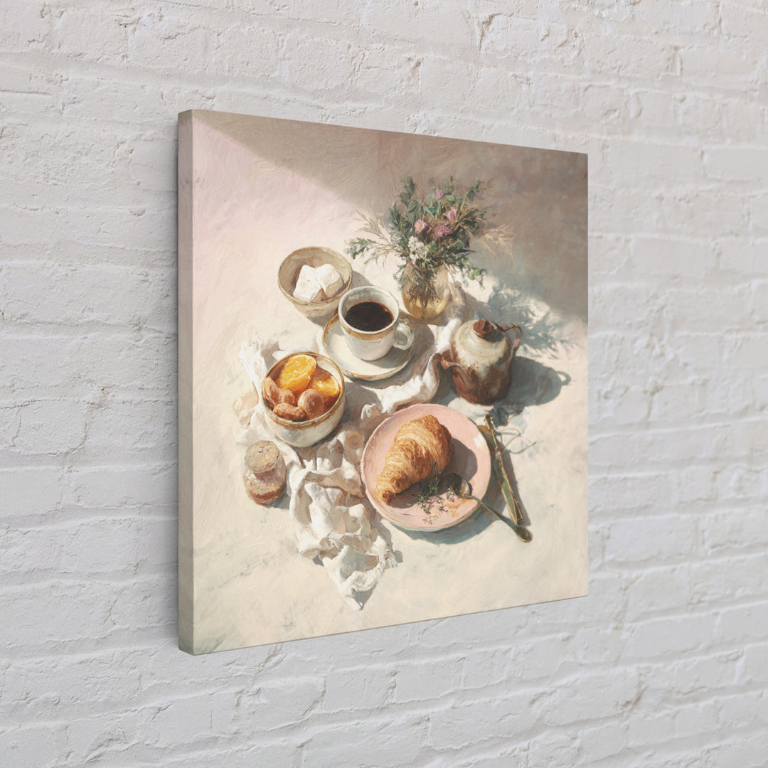 Sunlit Pastry and Coffee Arrangement Canvas Print, Coffee Shop Art, Room Decor, Cafe Decor, Fine Art, Cafe, Canvas Wall Art, CSA-1x1-91
