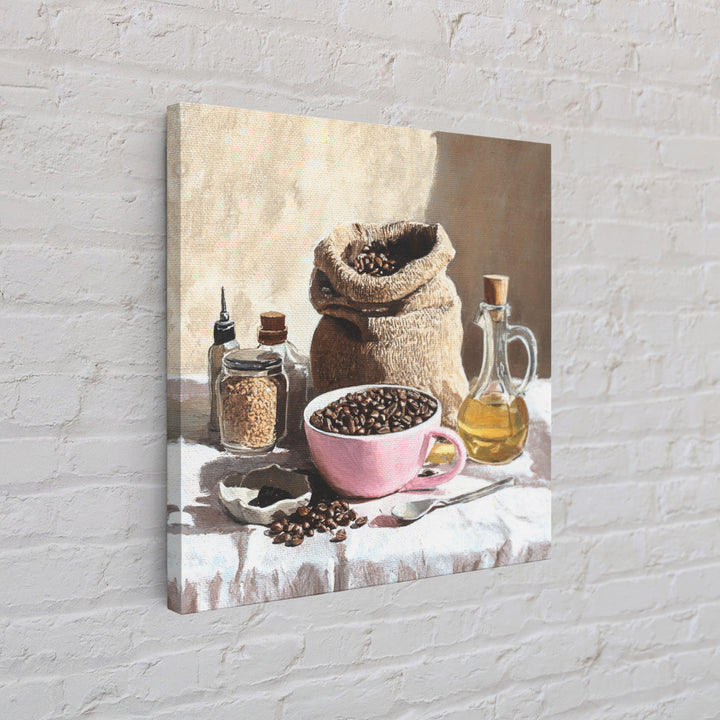 Coffee Beans and Burlap Sack Still Life Canvas Print, Coffee Shop Art, Textured Painting, Cafe Decor, Fine Art, Cafe, CSA-1x1-98