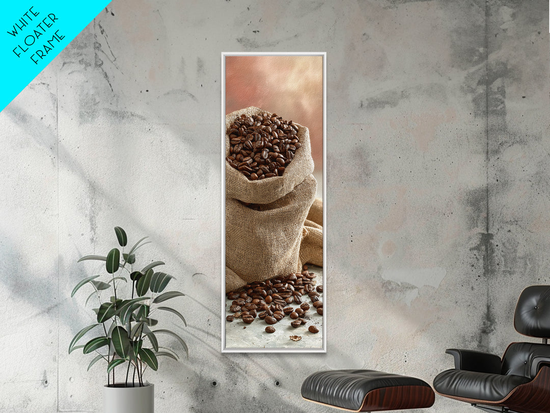 Coffee Beans and Burlap Sack Still Life Canvas Print, Coffee Shop Art, Gallery Decor, Cafe Decor, Fine Art, Cafe, Wall Art, CSA-1x3-14