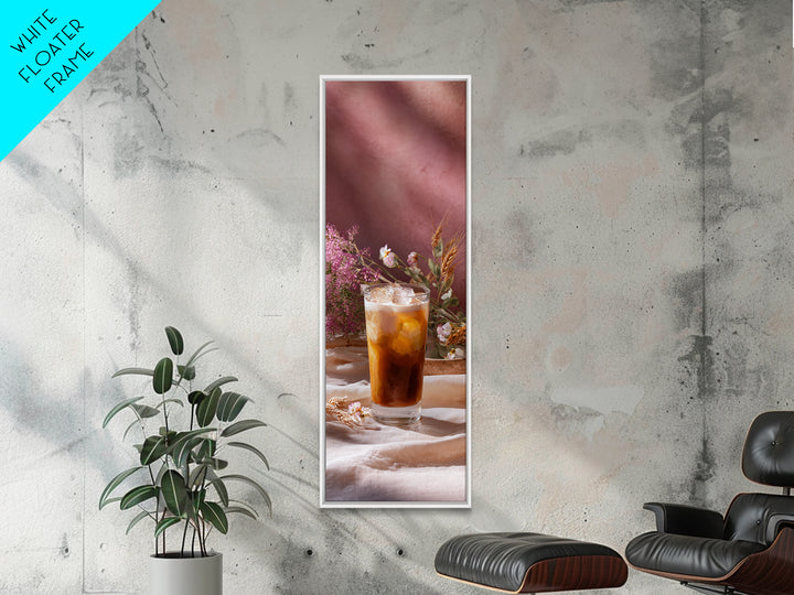Iced Coffee Glass Canvas Print, Coffee Shop Art, Kitchen Art, Cafe Decor, Fine Art, Cafe, Minimalist Wall Art, Coffee Art, CSA-1x3-23