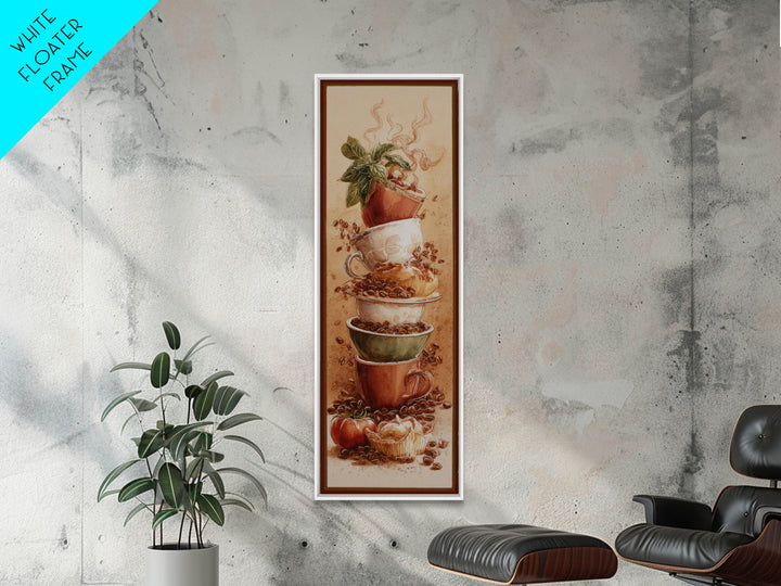 Coffee Bean Pattern Canvas Print, Coffee Shop Art, Kitchen Gift, Cafe Decor, Oil Painting, Cafe, Coffee Art, Food Art, CSA-1x3-27