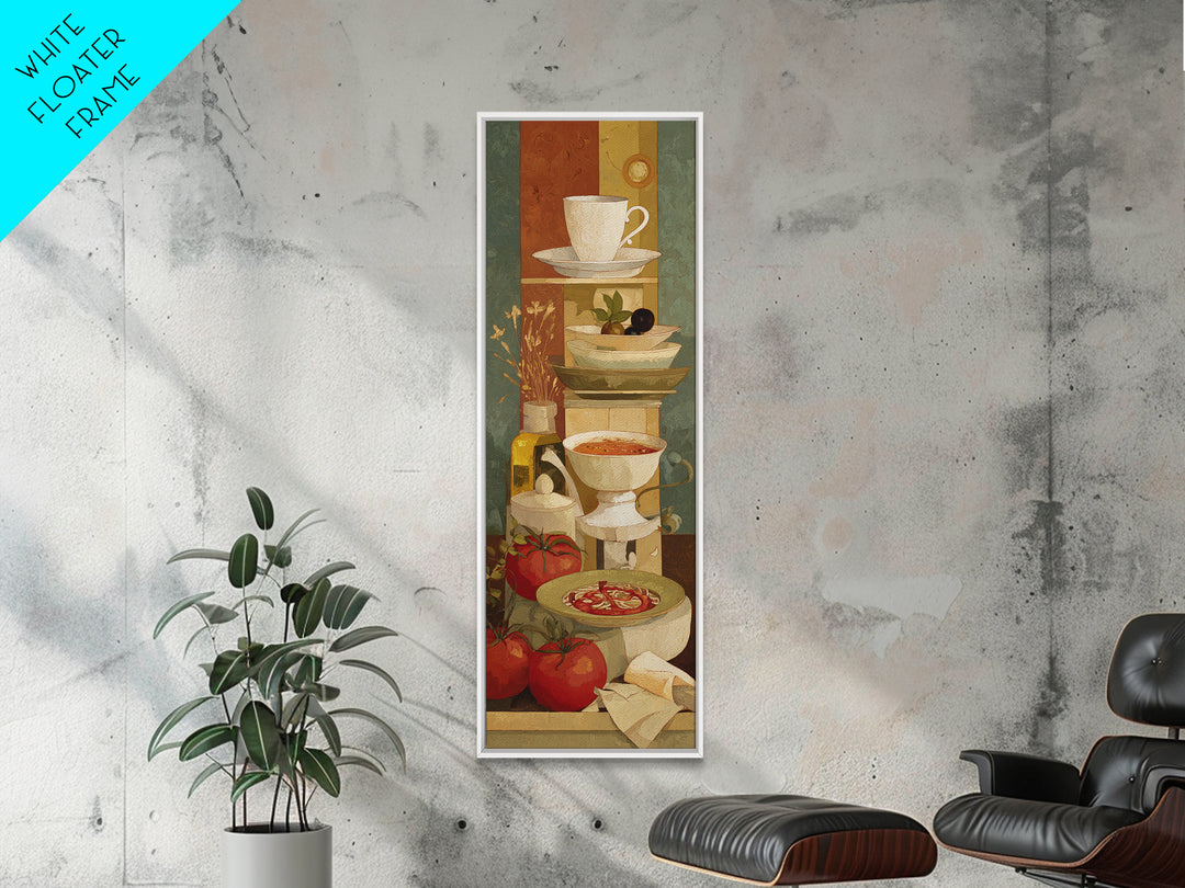 Minimal Line Art of a Cup and Framed Canvas Print, Coffee Shop Art, Whimsical Art, Cafe Decor, Abstract Art, Cafe, CSA-1x3-30