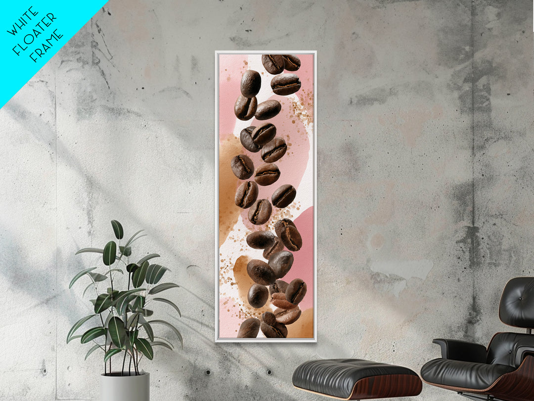 Roasted Beans Falling Through Dark Space Canvas Print, Coffee Shop Art, Printable, Cafe Decor, Fine Art, Cafe, Dopamine Decor, CSA-1x3-32