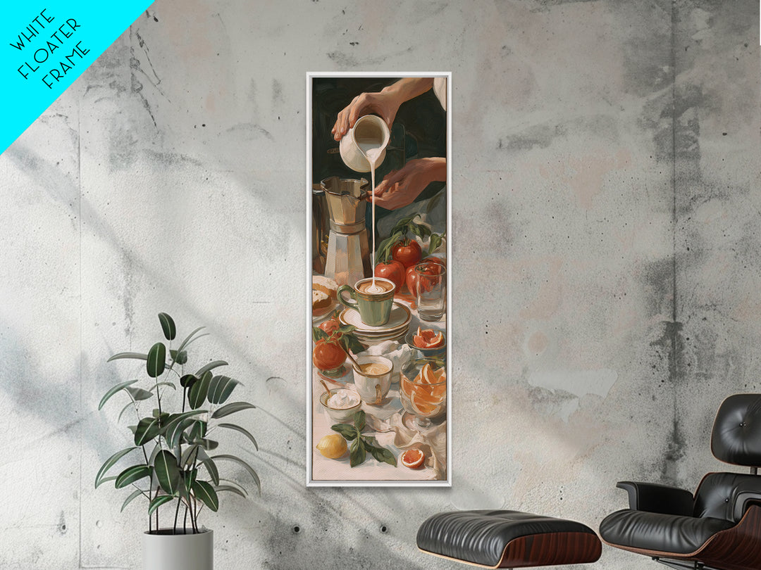 Barista Hands Pouring Milk into Espresso Canvas Print, Coffee Shop Art, Dopamine Decor, Cafe Decor, Cafe, Coffee Wall Art, CSA-1x3-33