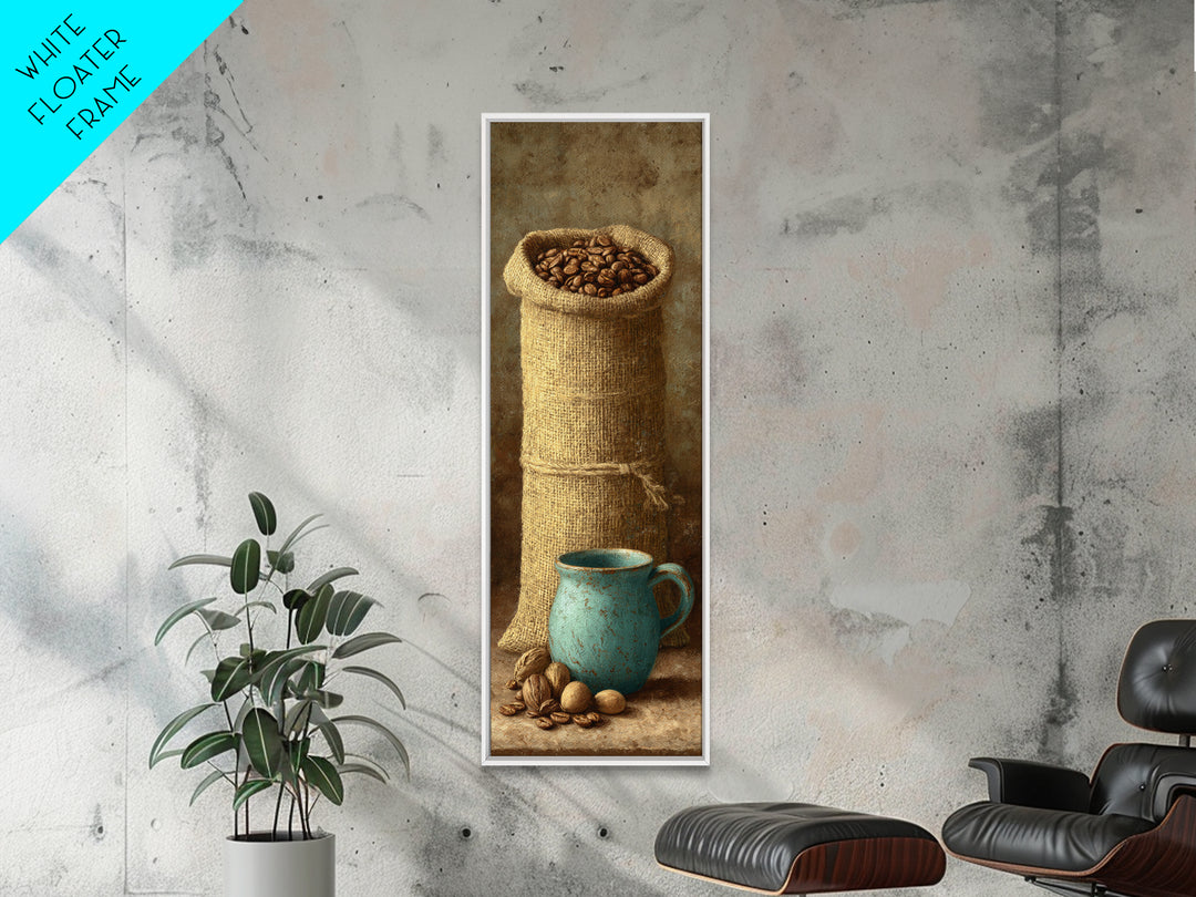 Coffee Beans and Burlap Sack Still Life Canvas Print, Coffee Shop Art, Gallery Decor, Cafe Decor, Fine Art, Cafe, Wall Art, CSA-1x3-38