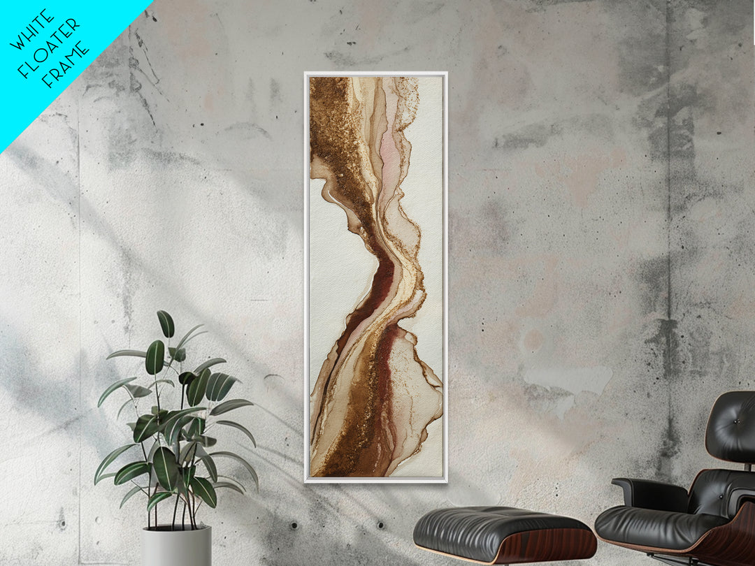 Abstract Brown and Cream Coffee Swirl Framed Canvas Print, Coffee Shop Art, Wall Art, Cafe Decor, Abstract Art, Cafe, CSA-1x3-45
