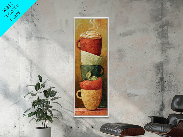 Two Cups Facing Each Other Canvas Print, Coffee Shop Art, Modern Decor, Cafe Decor, Fine Art, Cafe, Wall Decor, Art Print, CSA-1x3-49