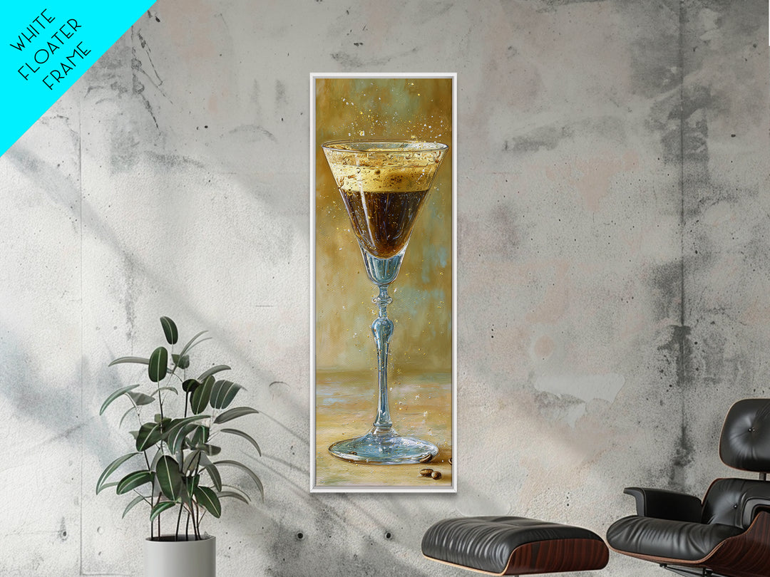 Espresso Martini Coffee Cocktail Still Life Framed Canvas Print, Coffee Shop Art, Textured Painting, Cafe Decor, Fine Art, Cafe, CSA-1x3-53