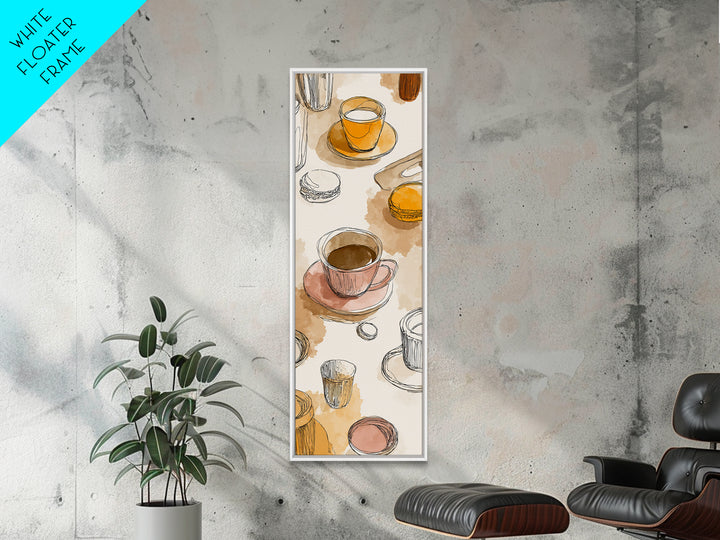Minimal Line Art of a Cup and Framed Canvas Print, Coffee Shop Art, Whimsical Art, Cafe Decor, Abstract Art, Cafe, CSA-1x3-54