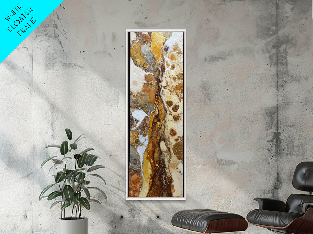 Abstract Brown and Cream Coffee Swirl Framed Canvas Print, Coffee Shop Art, Wall Art, Cafe Decor, Abstract Art, Cafe, CSA-1x3-69