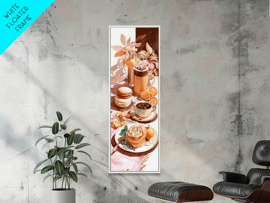Sunlit Pastry and Coffee Arrangement Framed Canvas Print, Coffee Shop Art, Coffee Art, Cafe Decor, Fine Art, Cafe, CSA-1x3-79