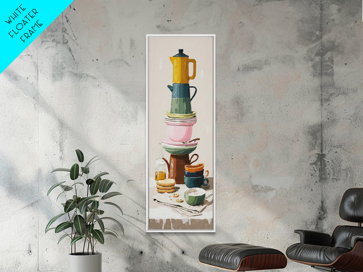 Mid Century Coffee Pot Canvas Print, Coffee Shop Art, Boho Decor, Cafe Decor, Oil Painting, Cafe, Printable, Printable Wall Art, CSA-1x3-82