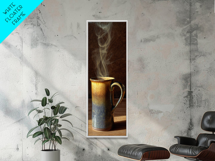 Espresso Cup with Rising Steam and Warm Canvas Print, Coffee Shop Art, Gothic Home Decor, Cafe Decor, Fine Art, Cafe, CSA-1x3-85
