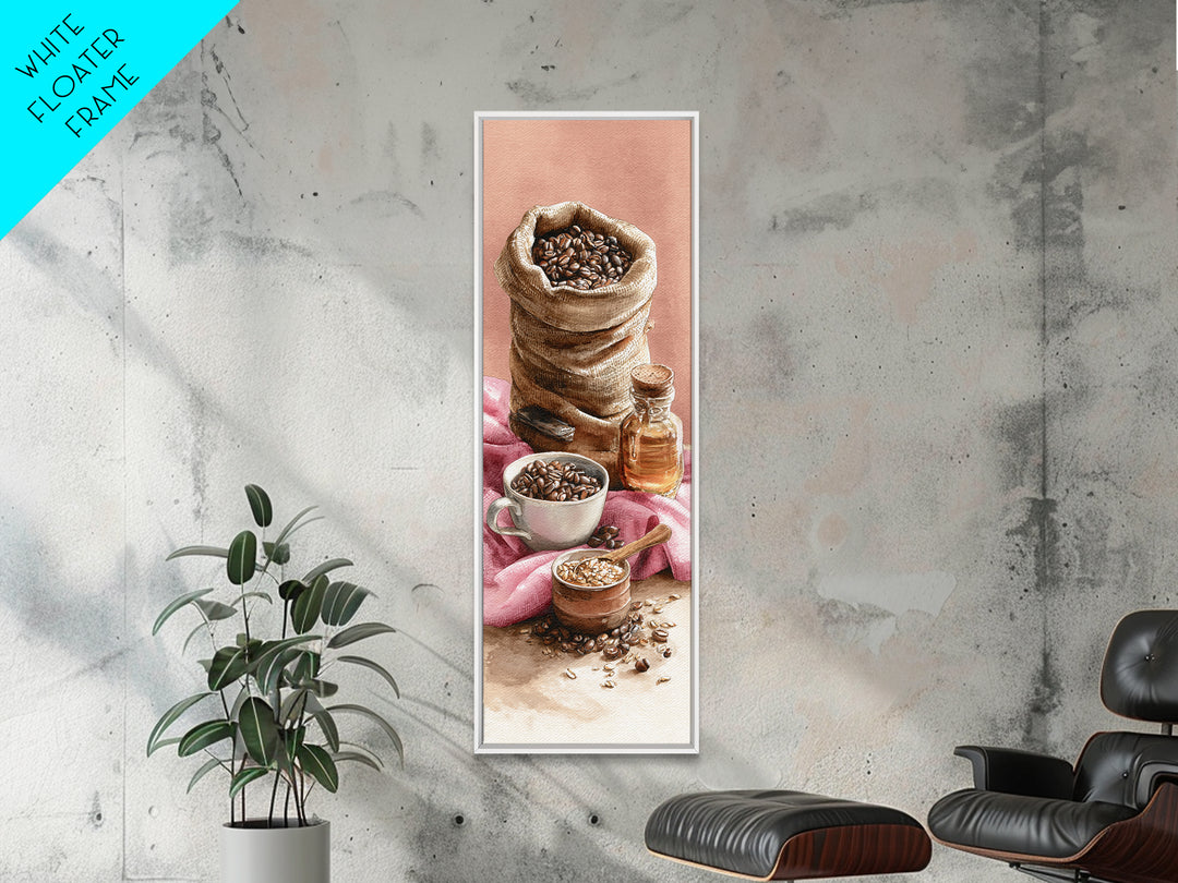 Coffee Beans and Burlap Sack Still Life Canvas Print, Coffee Shop Art, Contemporary Art, Cafe Decor, Cafe, Printable Art, CSA-1x3-86
