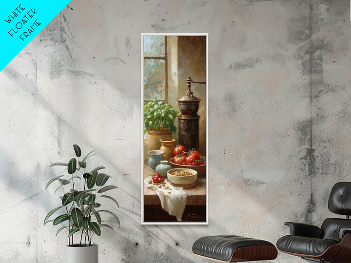 Coffee Grinder Antique Still Life Framed Canvas Print, Coffee Shop Art, Minimalist Wall Art, Cafe Decor, Abstract Art, Cafe, CSA-1x3-96