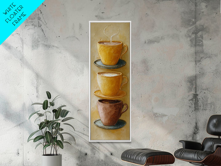 Two Cups Facing Each Other Canvas Print, Coffee Shop Art, Boho Decor, Cafe Decor, Oil Painting, Cafe, Printable, CSA-1x3-97