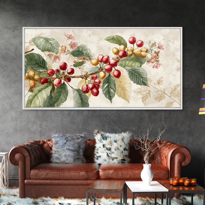 Coffee Farm Landscape Framed Canvas Print, Coffee Shop Art, Food Art, Cafe Decor, Fine Art, Cafe, Minimalist Decor, CSA-2x1-19