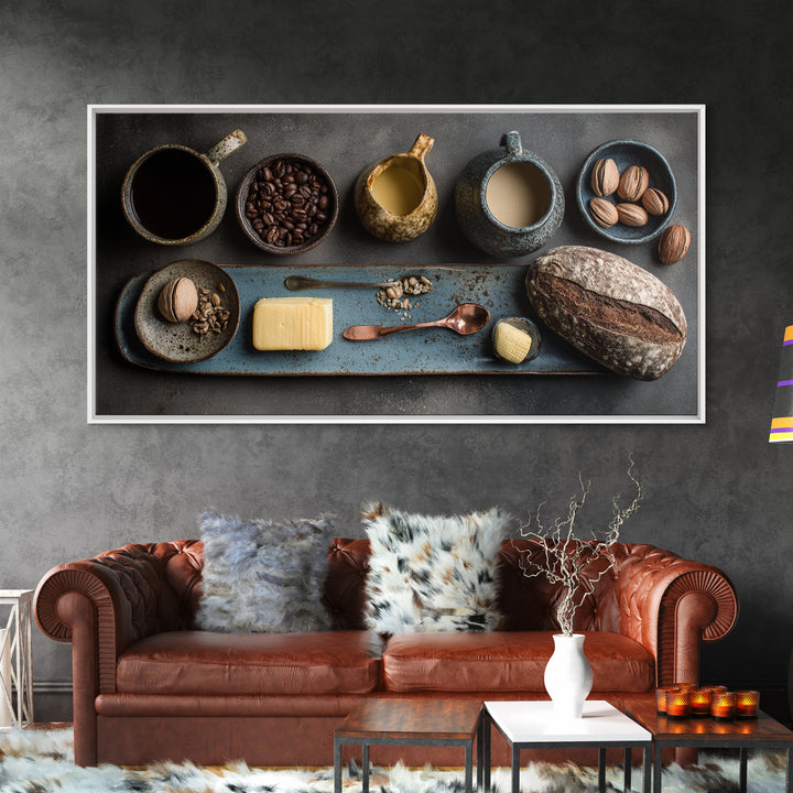Moody Dark Roast Still Life Framed Canvas Print, Coffee Shop Art, Contemporary Art, Cafe Decor, Fine Art, Cafe, Printable Art, CSA-2x1-28
