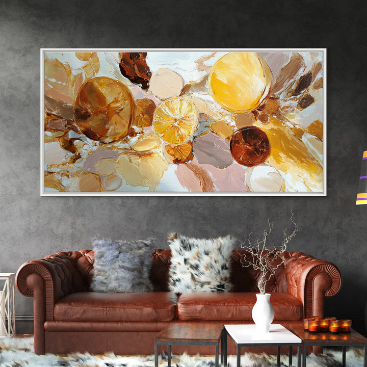 Abstract Brown and Cream Coffee Swirl Framed Canvas Print, Coffee Shop Art, Kitchen Decor, Cafe Decor, Abstract Art, Cafe, CSA-2x1-29