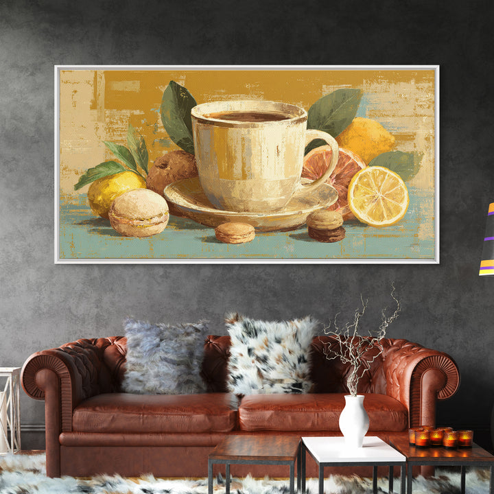 Retro Cafe Poster Coffee Cup Graphic Framed Canvas Print, Coffee Shop Art, Farmhouse Decor, Cafe Decor, Fine Art, Cafe, CSA-2x1-3