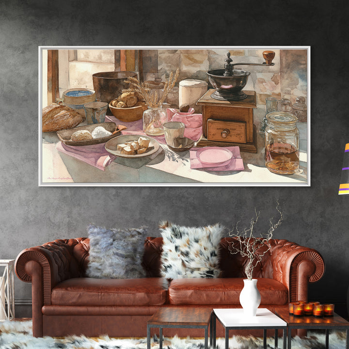 Coffee Grinder Antique Still Life Canvas Print, Coffee Shop Art, Wall Art, Cafe Decor, Oil Painting, Cafe, Farmhouse Decor, CSA-2x1-32