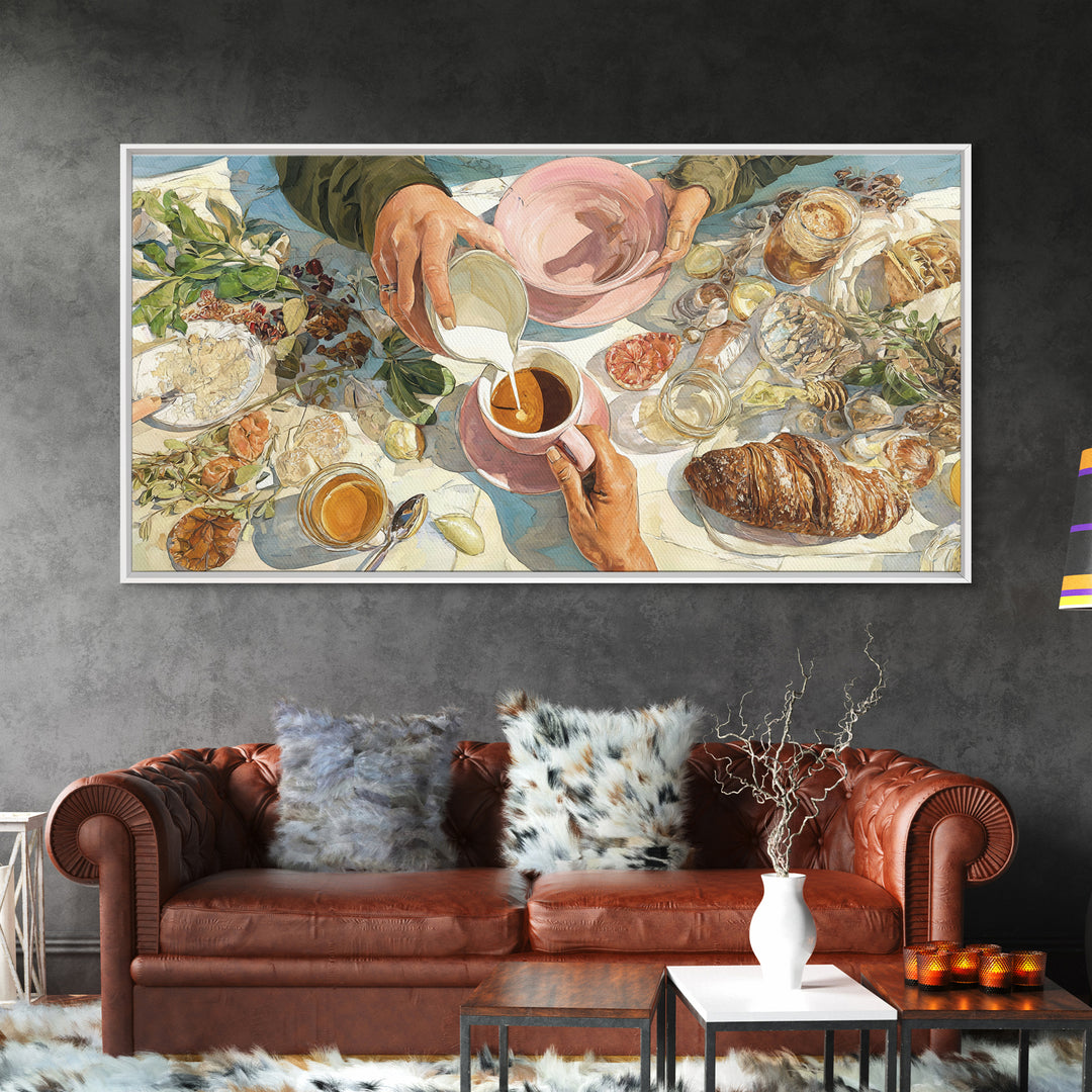 Barista Hands Pouring Milk into Espresso Canvas Print, Coffee Shop Art, Printable Wall Art, Cafe Decor, Fine Art, Cafe, CSA-2x1-41