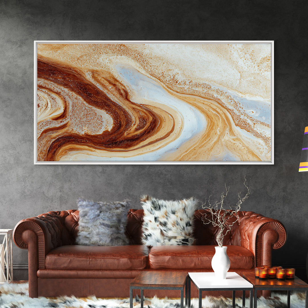 Abstract Brown and Cream Coffee Swirl Canvas Print, Coffee Shop Art, Kitchen Gift, Cafe Decor, Abstract Art, Cafe, Coffee Art, CSA-2x1-53