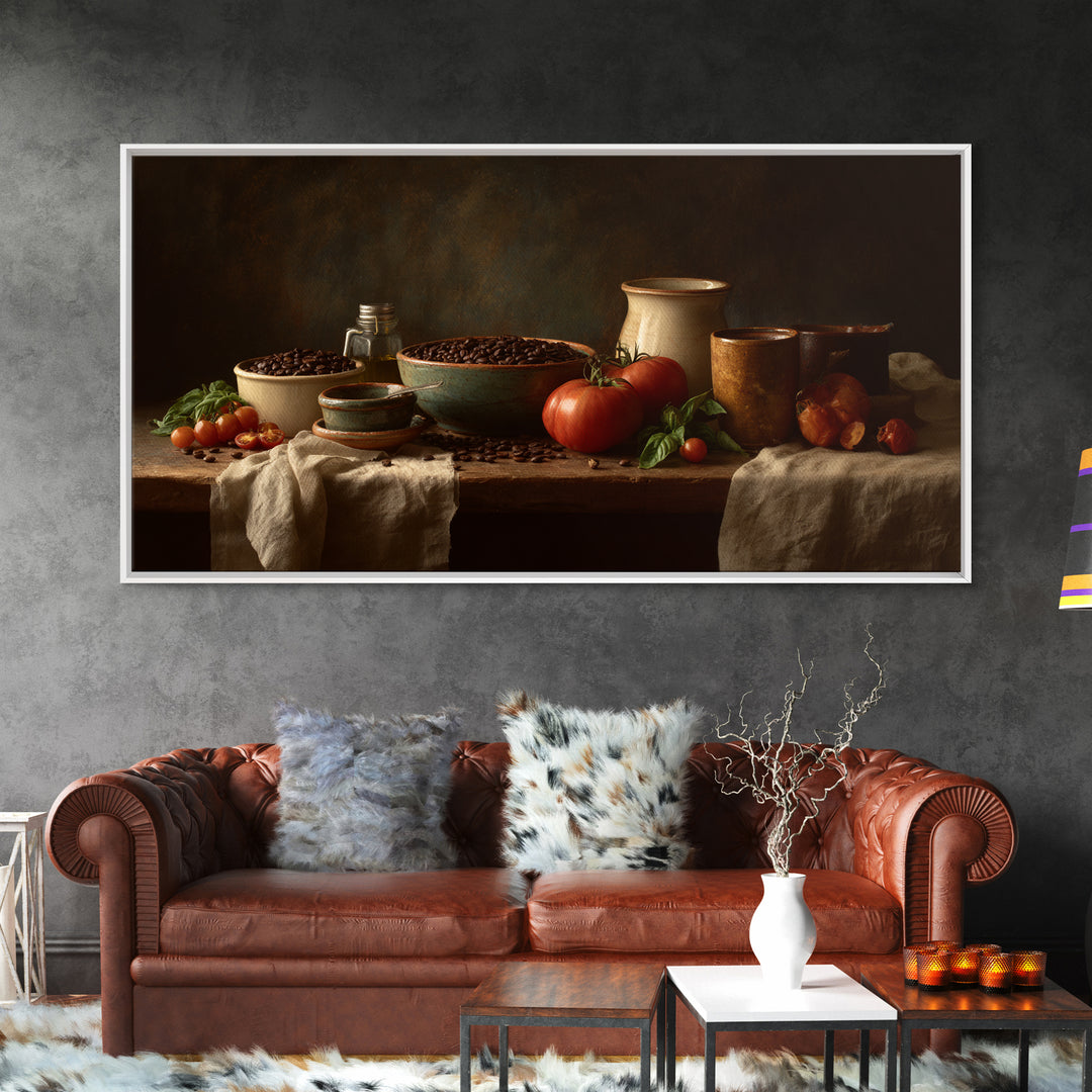Roasted Beans Falling Through Dark Space Canvas Print, Coffee Shop Art, Canvas Wall Art, Cafe Decor, Cafe, Bedroom Wall Art, CSA-2x1-64