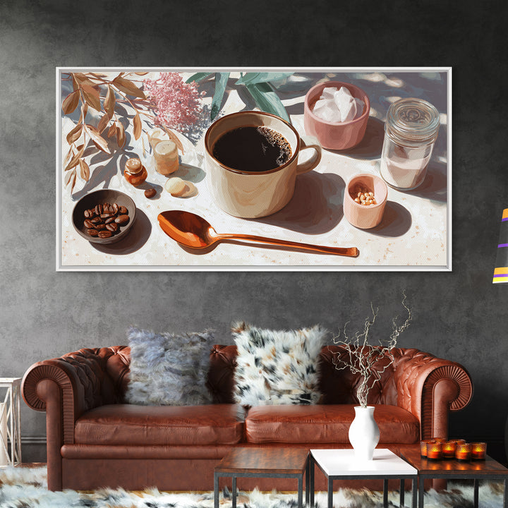 Moody Dark Roast Still Life Canvas Print, Coffee Shop Art, Dark Academia Decor, Cafe Decor, Fine Art, Cafe, Whimsical Art, CSA-2x1-76