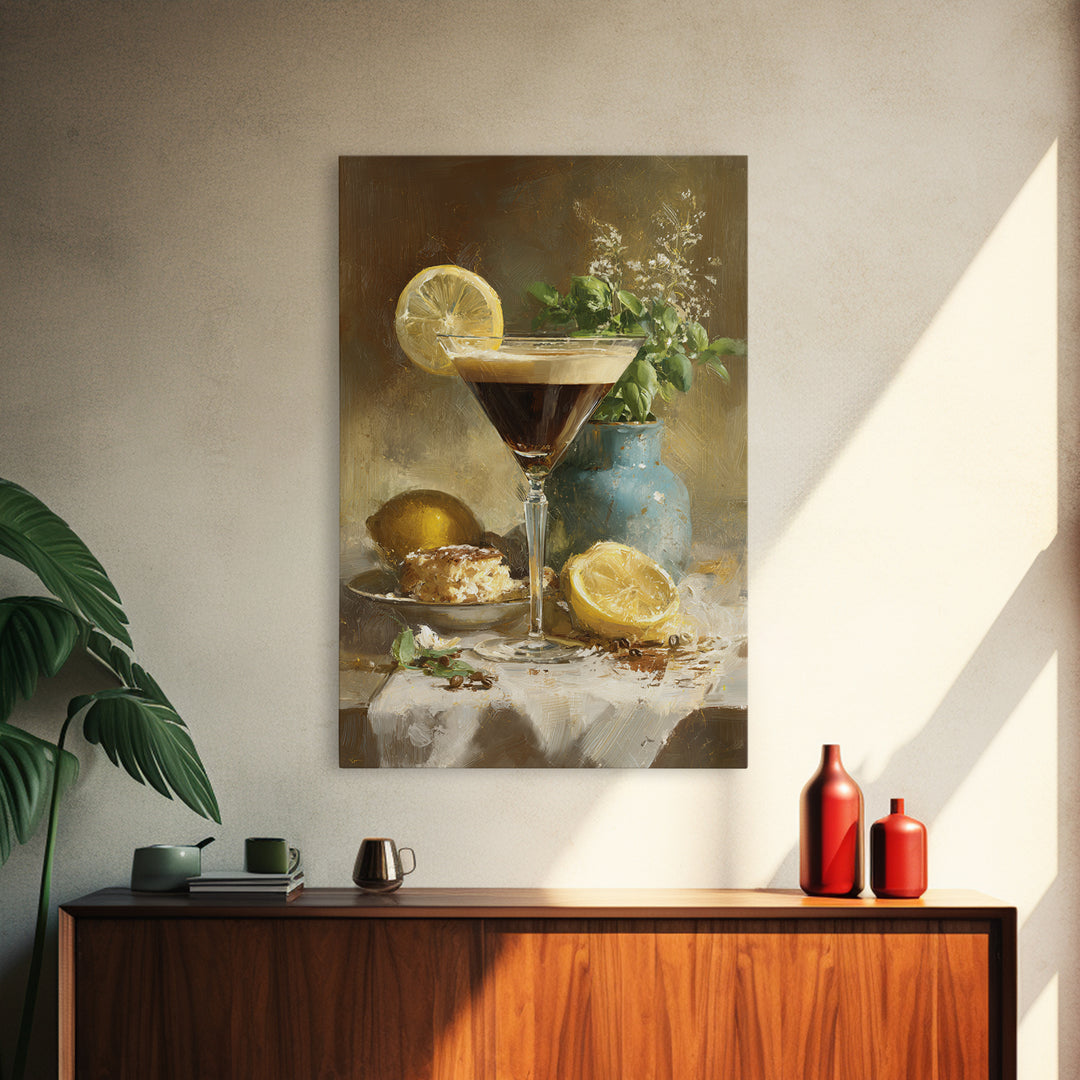 Espresso Martini Coffee Cocktail Still Life Framed Canvas Print, Coffee Shop Art, Canvas Wall Art, Cafe Decor, Fine Art, Cafe, CSA-2x3-25