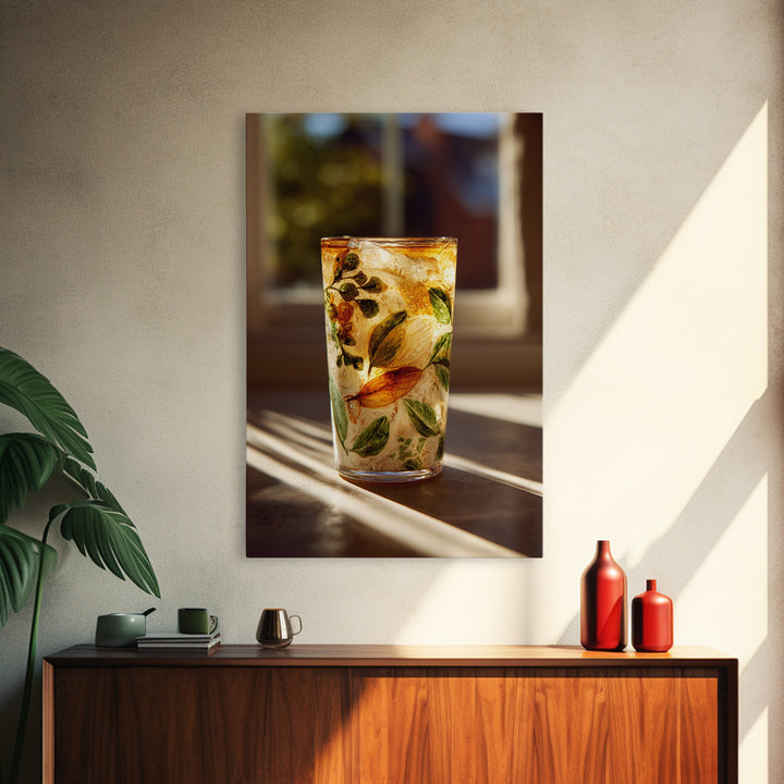 Iced Coffee Glass Framed Canvas Print, Coffee Shop Art, Kitchen Wall Art, Cafe Decor, Fine Art, Cafe, Gothic Wall Art, CSA-2x3-43