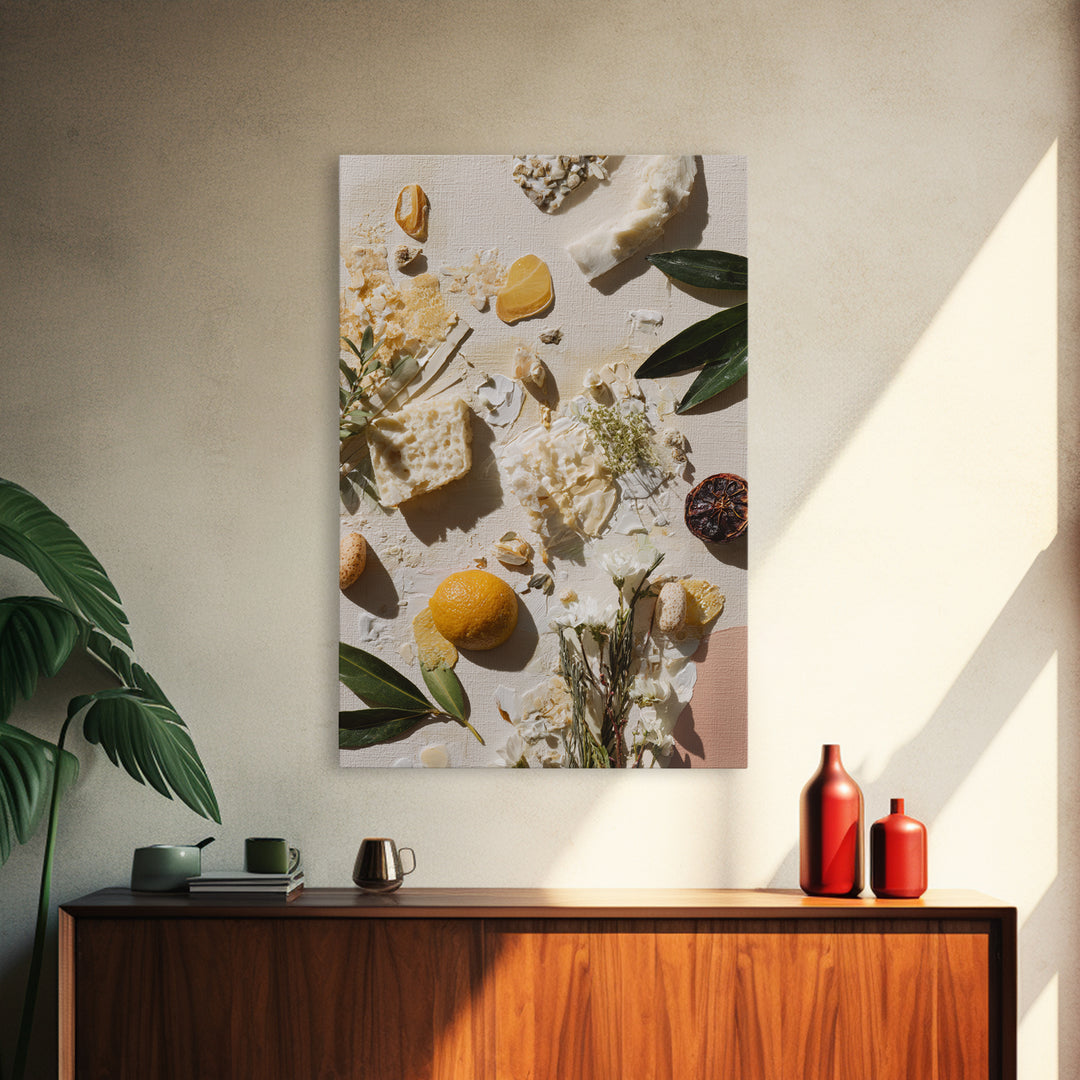Sunlit Pastry and Coffee Arrangement Framed Canvas Print, Coffee Shop Art, Digital Wall Art, Cafe Decor, Oil Painting, Cafe, CSA-2x3-51
