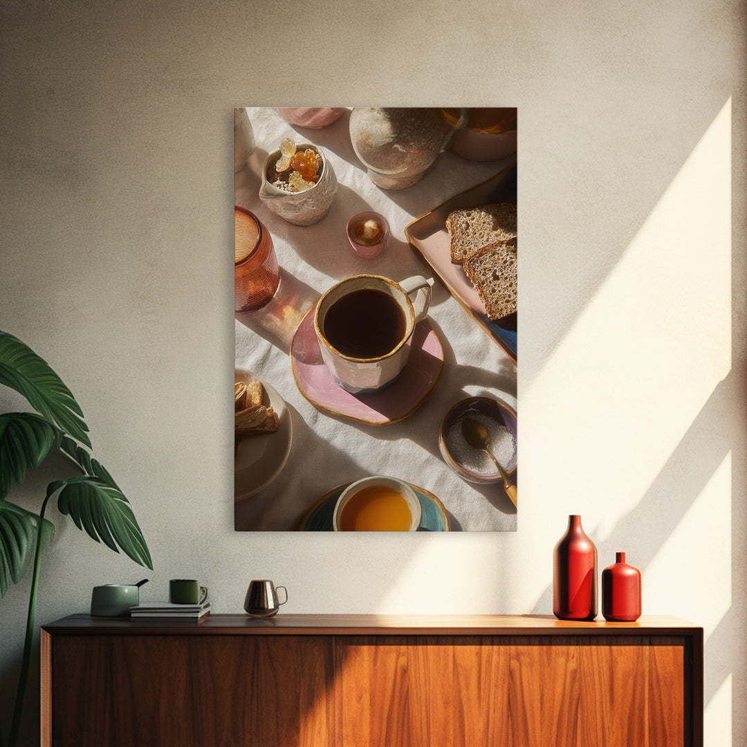 Mid Century Coffee Pot Canvas Print, Coffee Shop Art, Art Print, Cafe Decor, Cafe, Dark Academia Decor, Dopamine Decor, CSA-2x3-54