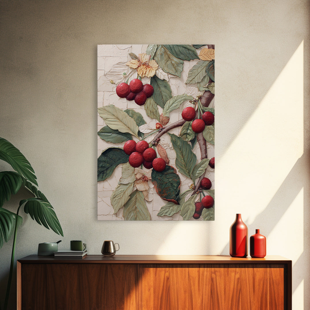 Coffee Farm Landscape Framed Canvas Print, Coffee Shop Art, Canvas Wall Art, Cafe Decor, Oil Painting, Cafe, Bedroom Wall Art, CSA-2x3-55