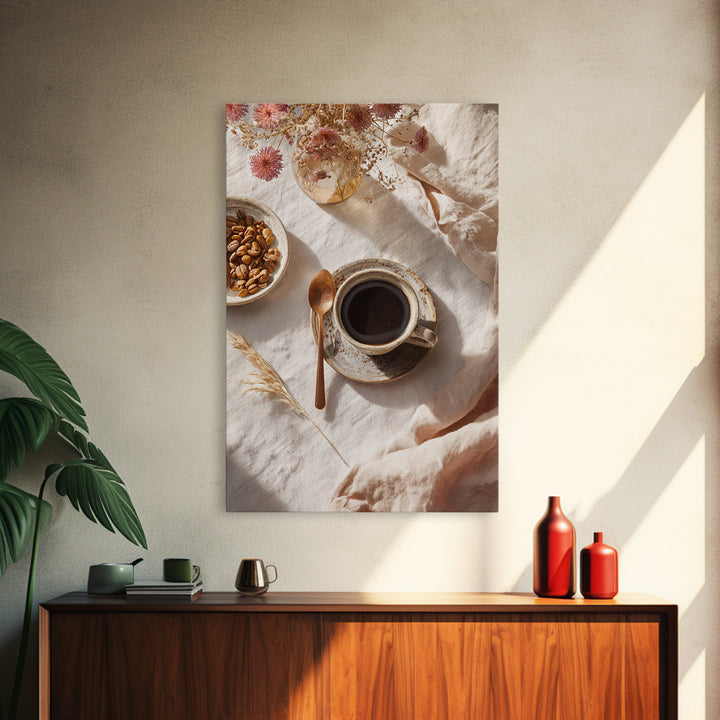 Moody Dark Roast Still Life Framed Canvas Print, Coffee Shop Art, Printable, Cafe Decor, Fine Art, Cafe, Dopamine Decor, CSA-2x3-64