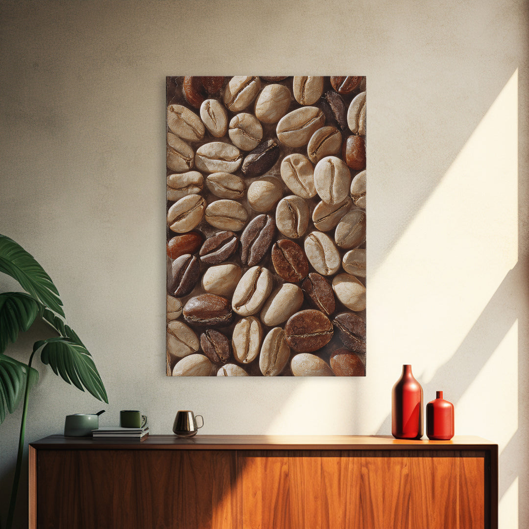Coffee Bean Pattern Canvas Print, Coffee Shop Art, Dopamine Decor, Cafe Decor, Fine Art, Cafe, Coffee Wall Art, Gallery Decor, CSA-2x3-71