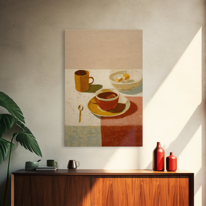 Minimal Line Art of a Cup and Framed Canvas Print, Coffee Shop Art, Kitchen Decor, Cafe Decor, Abstract Art, Cafe, CSA-2x3-74